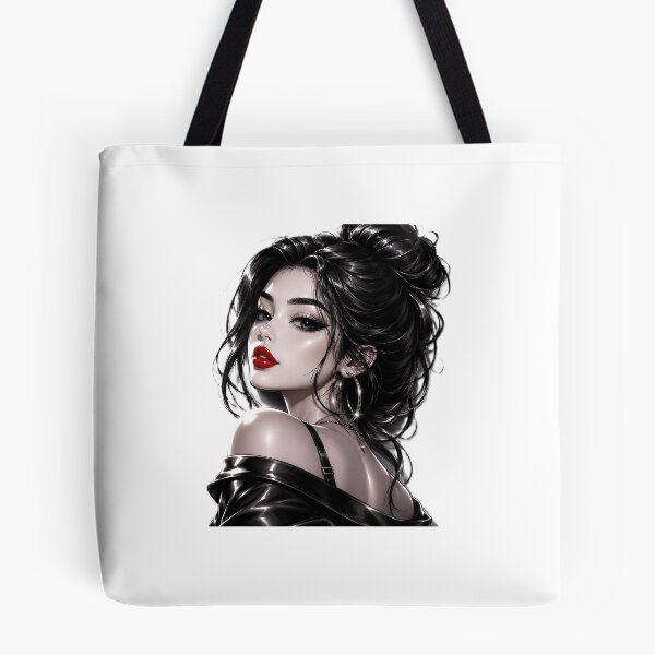 Item preview, Luxury Black & White Woman with Red Lips – Glossy 3D Fashion Sticker designed and sold by AstraDrip Studio.