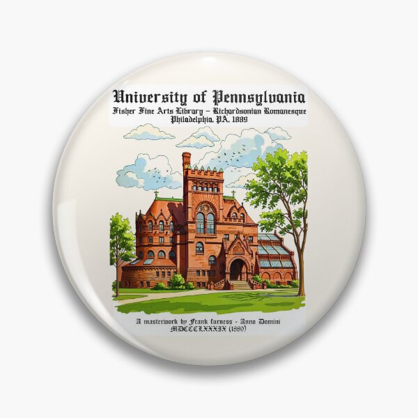 Item preview, University of Pennsylvania Fisher Fine Arts Library Richardsonian Romanesque Architecture Illustration designed and sold by EvergreenPark - Tee Studio.