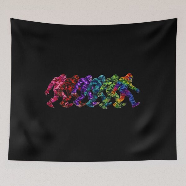 Item preview, Spectrum Camo Bigfoot Lineup | Colorful Sasquatch Evolution Graphic designed and sold by Swanny's Custom T-shirt and Gift Designs.