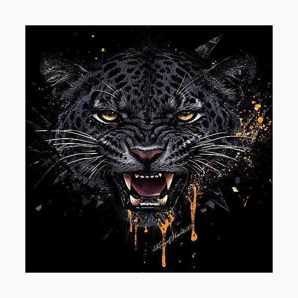 Item preview, Fierce Leopard Snarl Ink Splatter Grunge designed and sold by KingofHearts25.