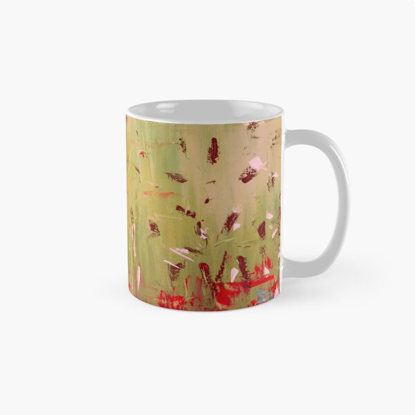 Item preview, Abstract Sage Green and Red Floral Field designed and sold by Ingorgia Studio.