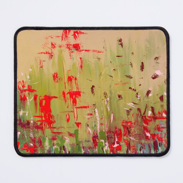 Item preview, Abstract Sage Green and Red Floral Field designed and sold by Ingorgia Studio.