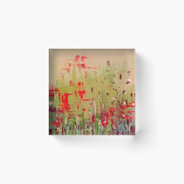 Item preview, Abstract Sage Green and Red Floral Field designed and sold by Ingorgia Studio.