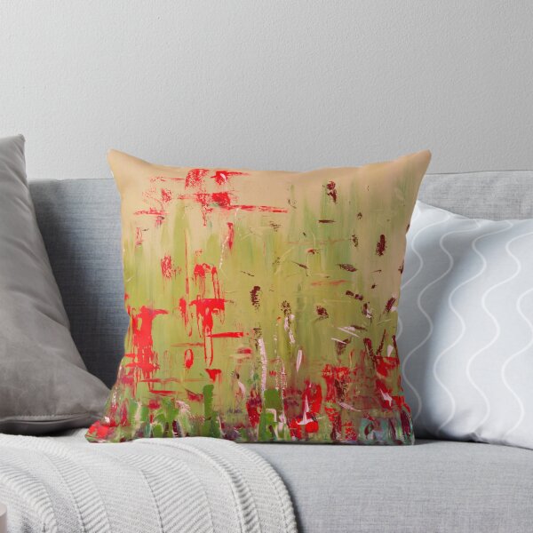 Item preview, Abstract Sage Green and Red Floral Field designed and sold by Ingorgia Studio.
