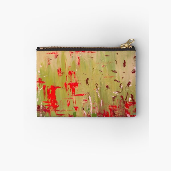 Item preview, Abstract Sage Green and Red Floral Field designed and sold by Ingorgia Studio.