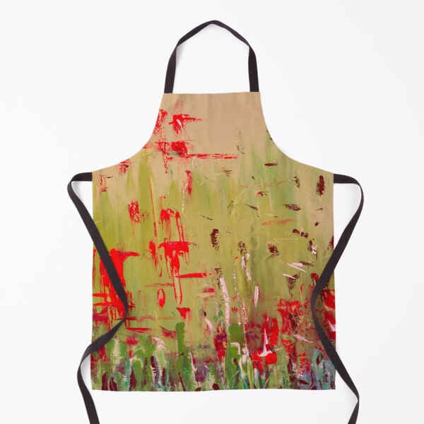 Item preview, Abstract Sage Green and Red Floral Field designed and sold by Ingorgia Studio.