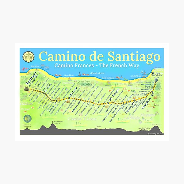 Item preview, Camino de Santiago - Camino Frances - The French Way designed and sold by Inspiring Maps.