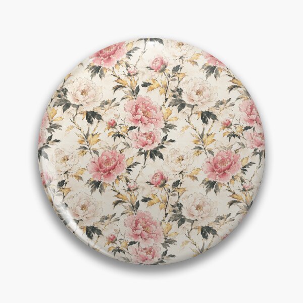 Item preview, Japanese Peony Gold Ink Watercolor Seamless Botanical Pattern designed and sold by Inkworksbyshery.