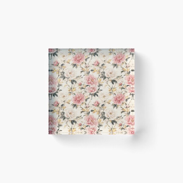 Item preview, Japanese Peony Gold Ink Watercolor Seamless Botanical Pattern designed and sold by Inkworksbyshery.