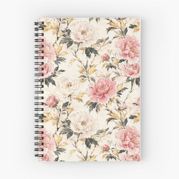 Item preview, Japanese Peony Gold Ink Watercolor Seamless Botanical Pattern designed and sold by Inkworksbyshery.
