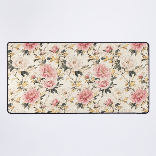 Item preview, Japanese Peony Gold Ink Watercolor Seamless Botanical Pattern designed and sold by Inkworksbyshery.