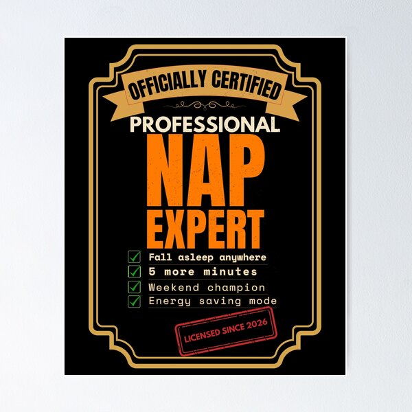 Item preview, Officially Certified Professional Nap Expert Funny Sleep T-Shirt designed and sold by Uvclick.