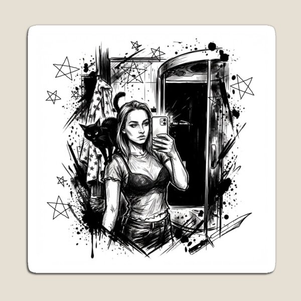 Item preview, mirror and black cat - white designed and sold by CaylaTay.