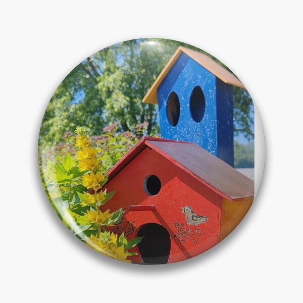 Item preview, Cozy Red and Blue Birdhouses with Yellow Flowers designed and sold by TaJeKoRe.