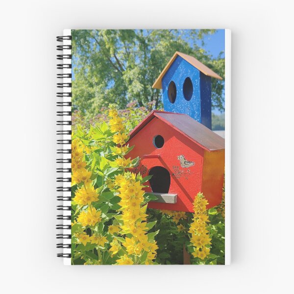 Item preview, Cozy Red and Blue Birdhouses with Yellow Flowers designed and sold by TaJeKoRe.