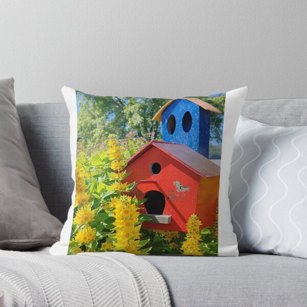 Item preview, Cozy Red and Blue Birdhouses with Yellow Flowers designed and sold by TaJeKoRe.