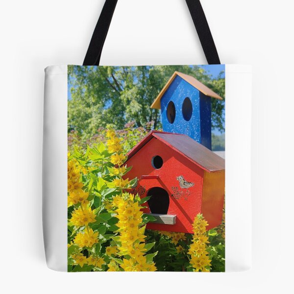 Item preview, Cozy Red and Blue Birdhouses with Yellow Flowers designed and sold by TaJeKoRe.