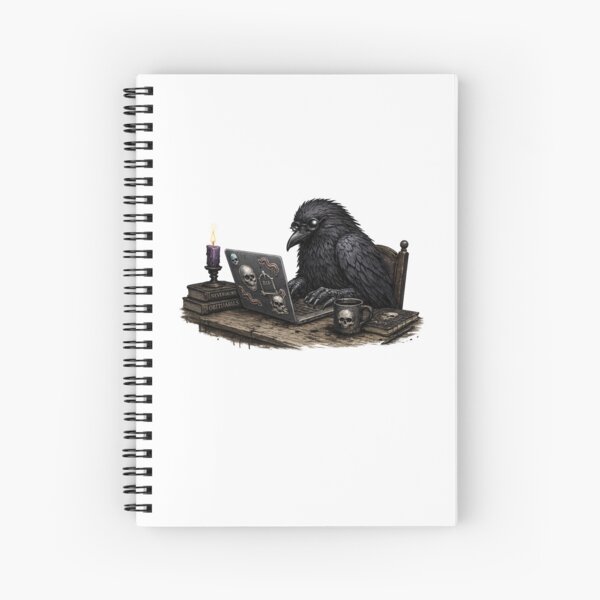 Item preview, Gothic Raven Working from Home on a Laptop designed and sold by Creep-elina.