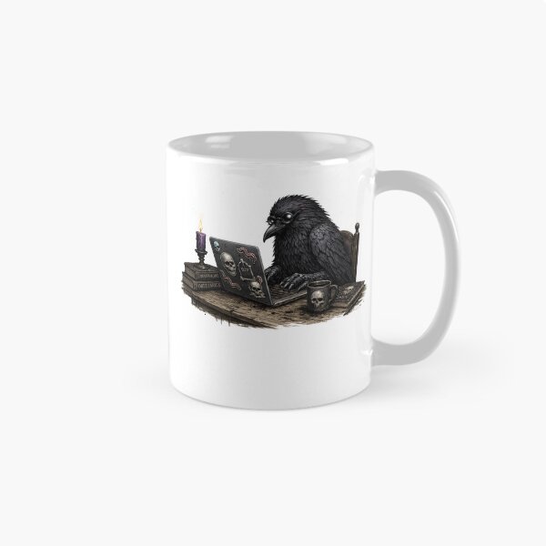 Item preview, Gothic Raven Working from Home on a Laptop designed and sold by Creep-elina.