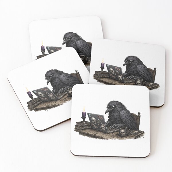 Item preview, Gothic Raven Working from Home on a Laptop designed and sold by Creep-elina.