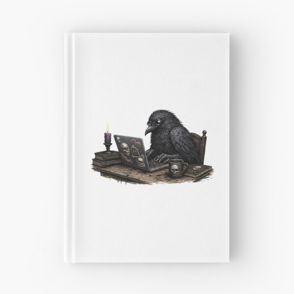 Item preview, Gothic Raven Working from Home on a Laptop designed and sold by Creep-elina.