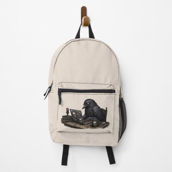 Item preview, Gothic Raven Working from Home on a Laptop designed and sold by Creep-elina.
