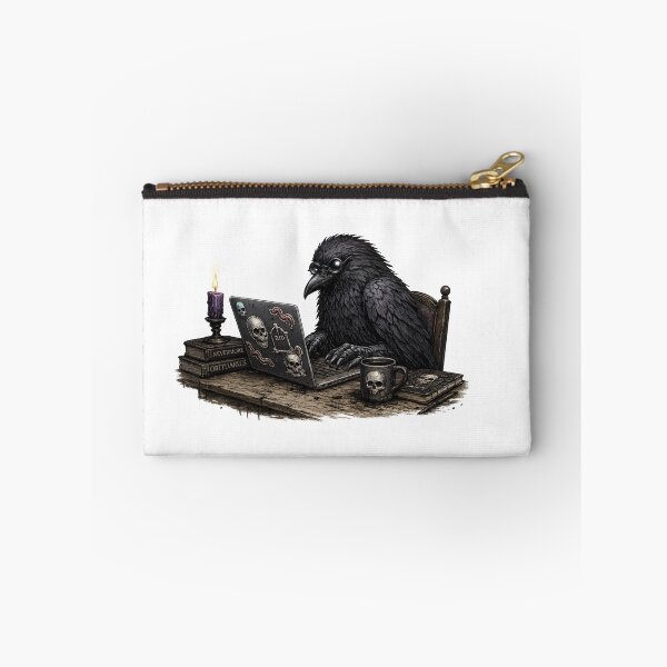 Item preview, Gothic Raven Working from Home on a Laptop designed and sold by Creep-elina.