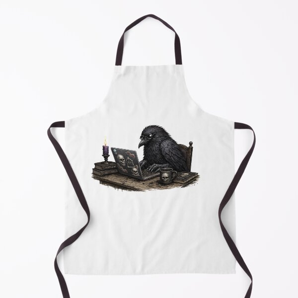 Item preview, Gothic Raven Working from Home on a Laptop designed and sold by Creep-elina.