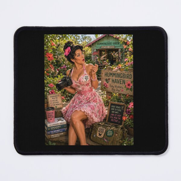 Item preview, Bird Nerd Pin-Up: Hummingbird Haven designed and sold by Kimberly Palmer.