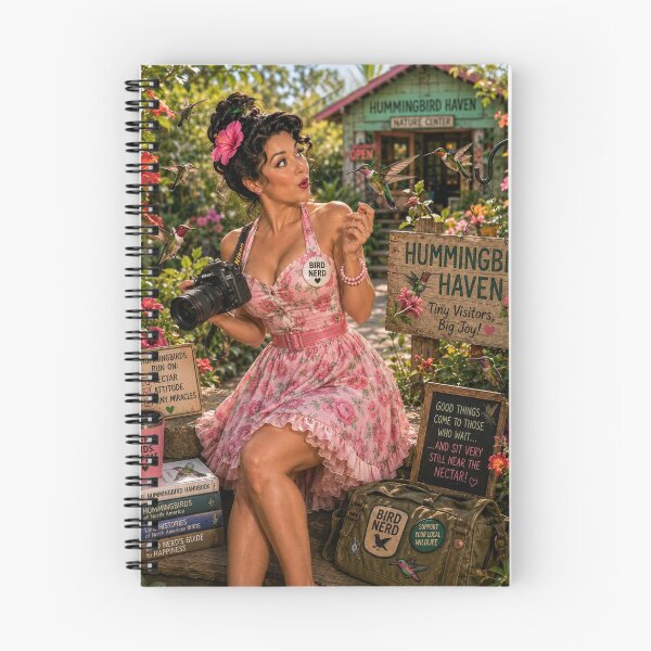 Item preview, Bird Nerd Pin-Up: Hummingbird Haven designed and sold by Kimberly Palmer.