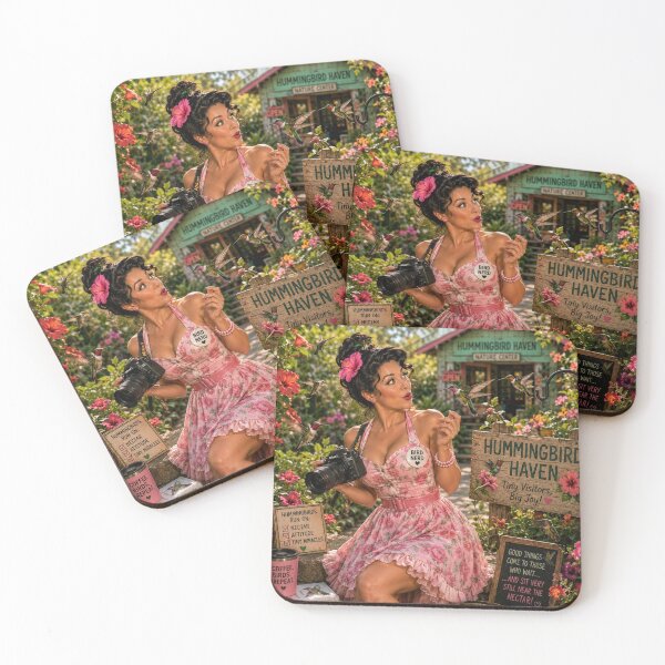 Item preview, Bird Nerd Pin-Up: Hummingbird Haven designed and sold by Kimberly Palmer.
