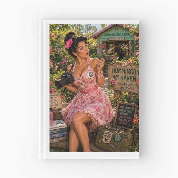Item preview, Bird Nerd Pin-Up: Hummingbird Haven designed and sold by Kimberly Palmer.