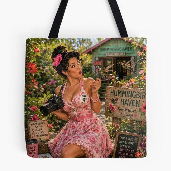 Item preview, Bird Nerd Pin-Up: Hummingbird Haven designed and sold by Kimberly Palmer.