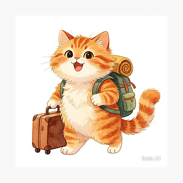 Item preview, Cute Orange Cat Traveler Adventure designed and sold by onjirastudio7.