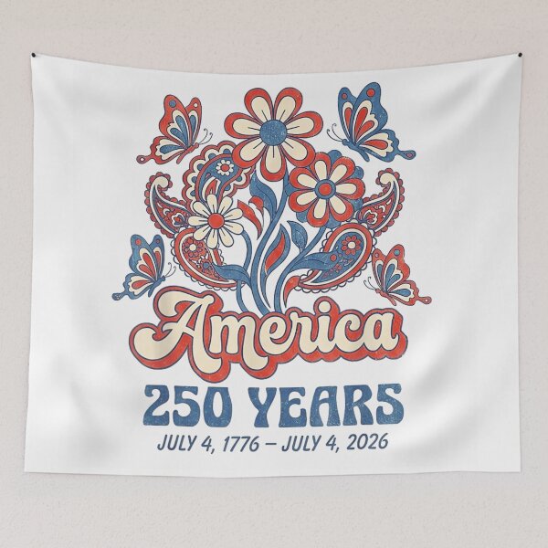 Item preview, Retro America 250 Years Semiquincentennial Floral Patriotic Fourth Of July 2026 designed and sold by Daisy Grimes.
