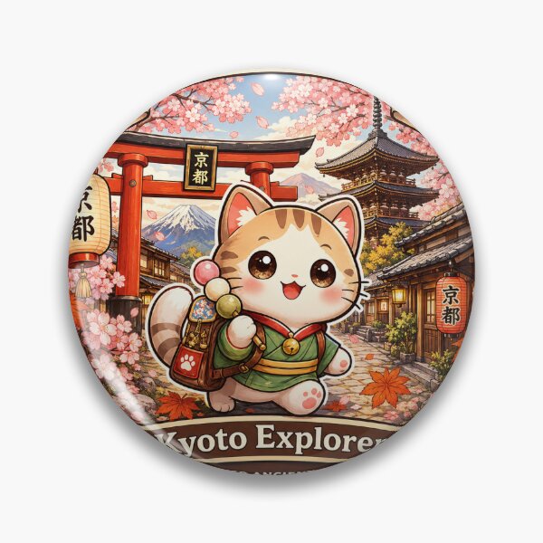 Item preview, Cute Kyoto Explorer Cat Travel Sticker designed and sold by NEKOAME-Japan.