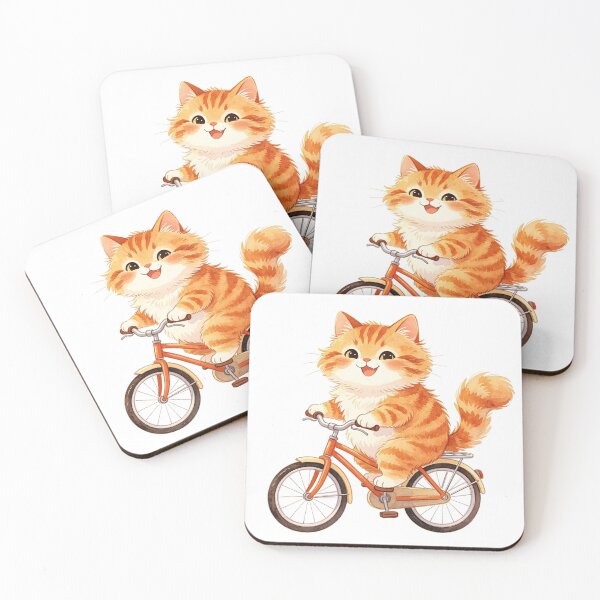 Item preview, Cute Orange Cat Riding Bicycle Fun designed and sold by onjirastudio7.