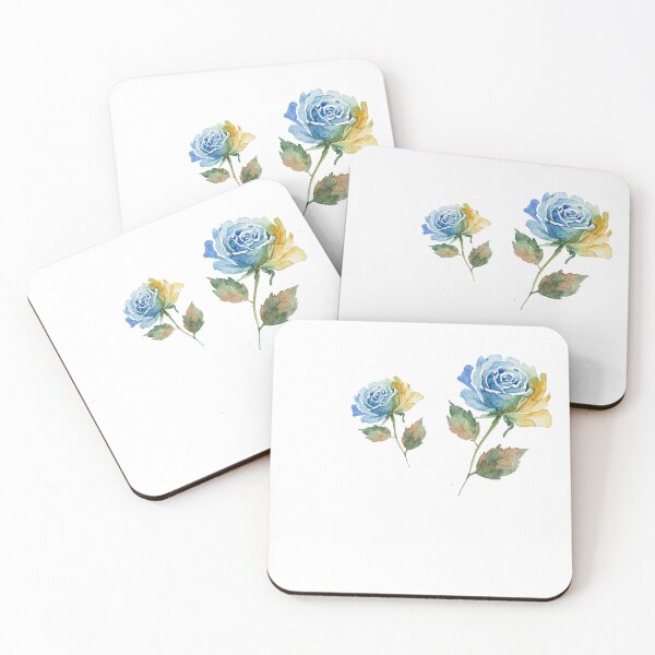 Item preview, Ethereal Blue and Gold Watercolor Rose designed and sold by wissal.studio.