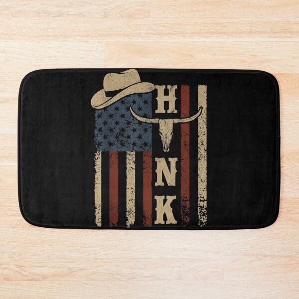 Artikelvorschau, Vintage-Cowboyhut mit abgenutztem amerikanischem Flaggenmotiv, Honky-Tonk-Motiv und Longhorn-Bullenschädel entworfen und verkauft von Daisy Grimes.