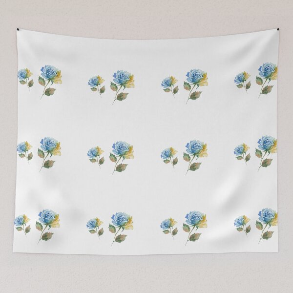 Item preview, Ethereal Blue and Gold Watercolor Rose designed and sold by wissal.studio.