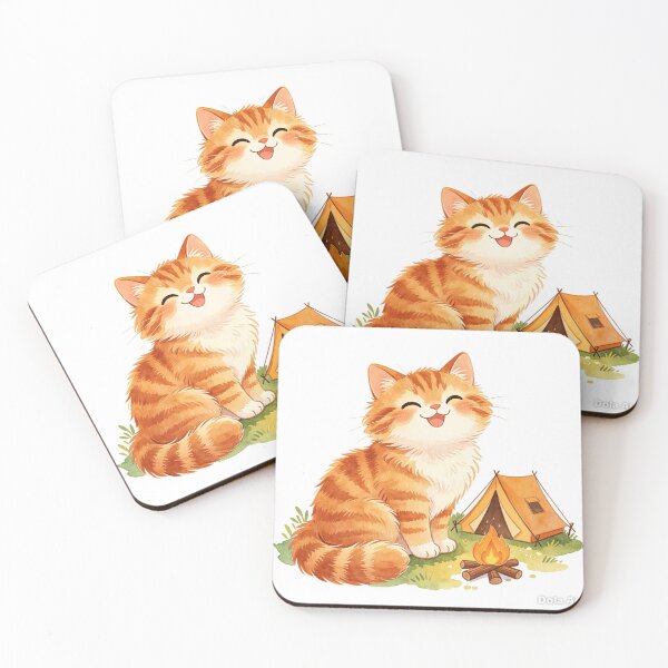 Item preview, Cute Orange Cat Camping Adventure designed and sold by onjirastudio7.