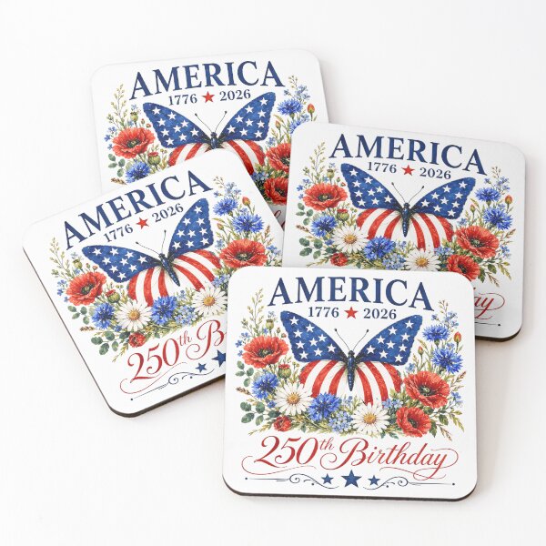 Item preview, Vintage America 250th Birthday Butterfly American Flag Botanical Floral Patriotic July designed and sold by Daisy Grimes.