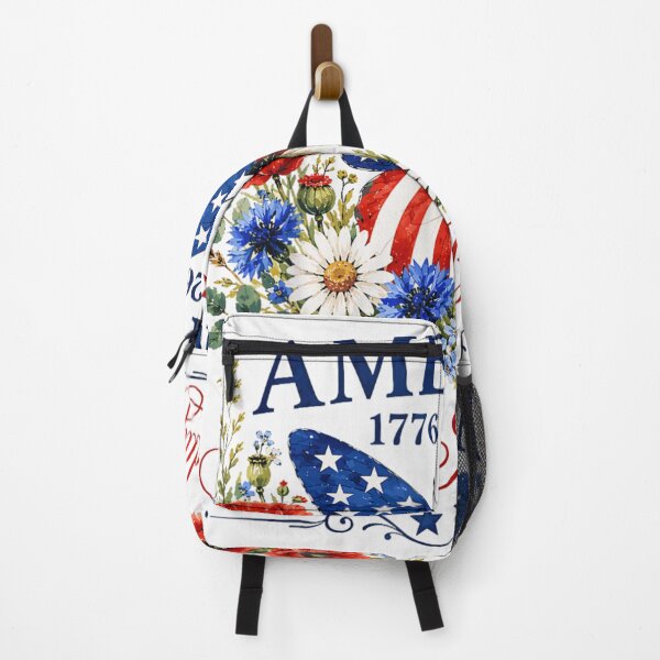 Item preview, Vintage America 250th Birthday Butterfly American Flag Botanical Floral Patriotic July designed and sold by Daisy Grimes.
