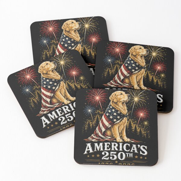 Item preview, Patriotic Golden Retriever Wrapped In American Flag Fireworks America 250th Anniversary designed and sold by Chaya Reid.