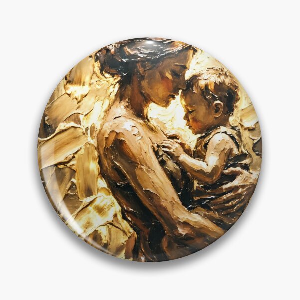Item preview, Golden Mother and Child Abstract - Impasto Oil Painting Art designed and sold by SupernovaNote.