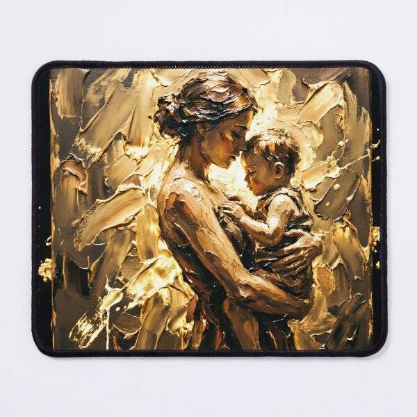 Item preview, Golden Mother and Child Abstract - Impasto Oil Painting Art designed and sold by SupernovaNote.