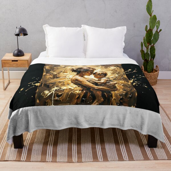 Item preview, Golden Mother and Child Abstract - Impasto Oil Painting Art designed and sold by SupernovaNote.