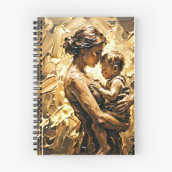 Item preview, Golden Mother and Child Abstract - Impasto Oil Painting Art designed and sold by SupernovaNote.