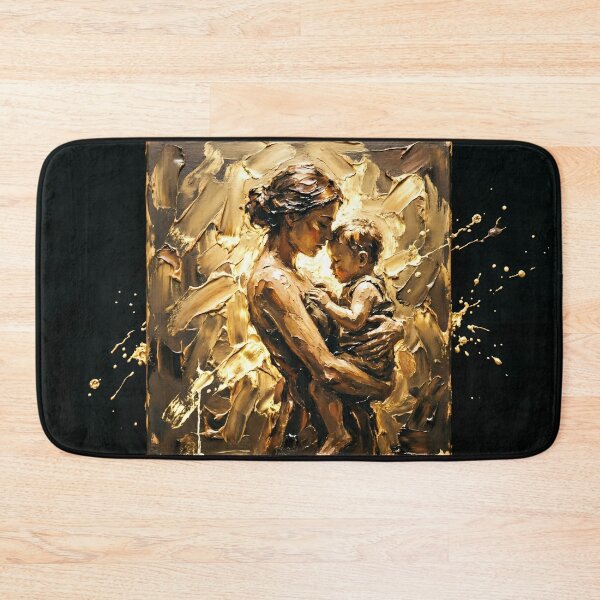 Item preview, Golden Mother and Child Abstract - Impasto Oil Painting Art designed and sold by SupernovaNote.