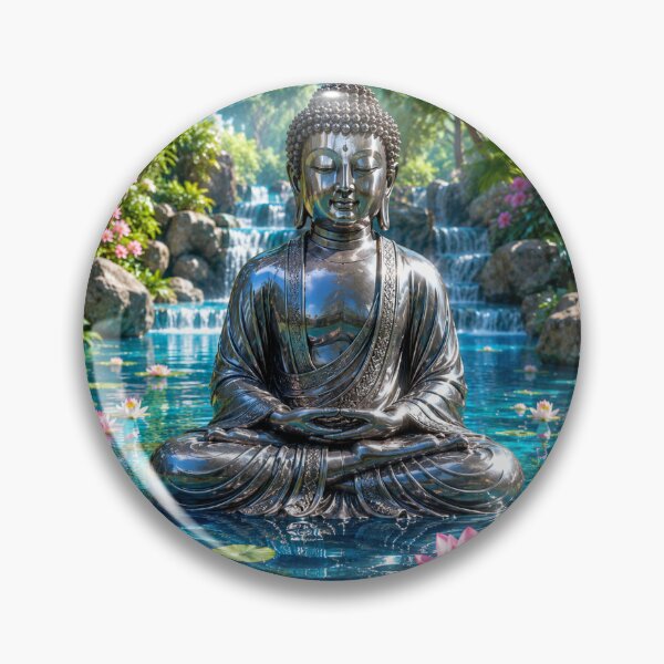 Item preview, 3D Metallic Buddha – Peaceful Lotus Pond Zen Wall Art designed and sold by AstraDrip Studio.